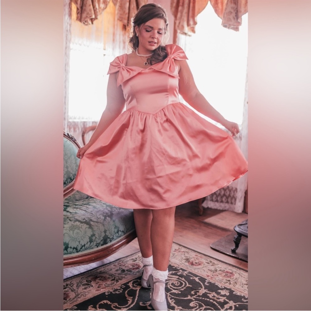 Jessakae Coco Dress Puff Bow Pink Girly Women's Size XL